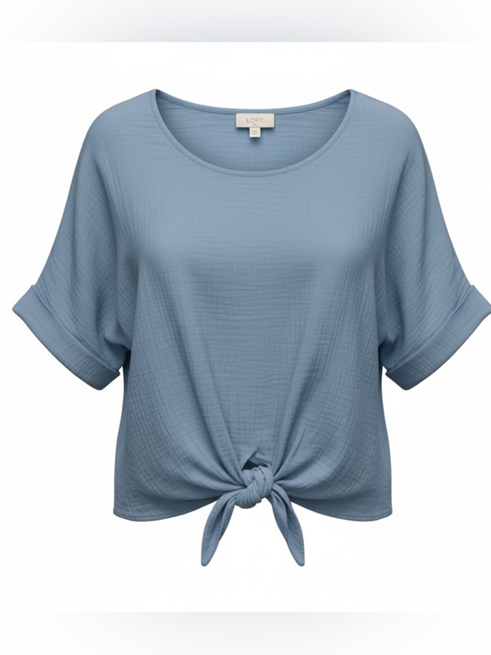 Loft NWT blue tie front top, medium